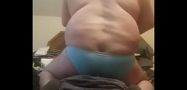  Cut a hole in my womens panties to shove my big dildo in my ass